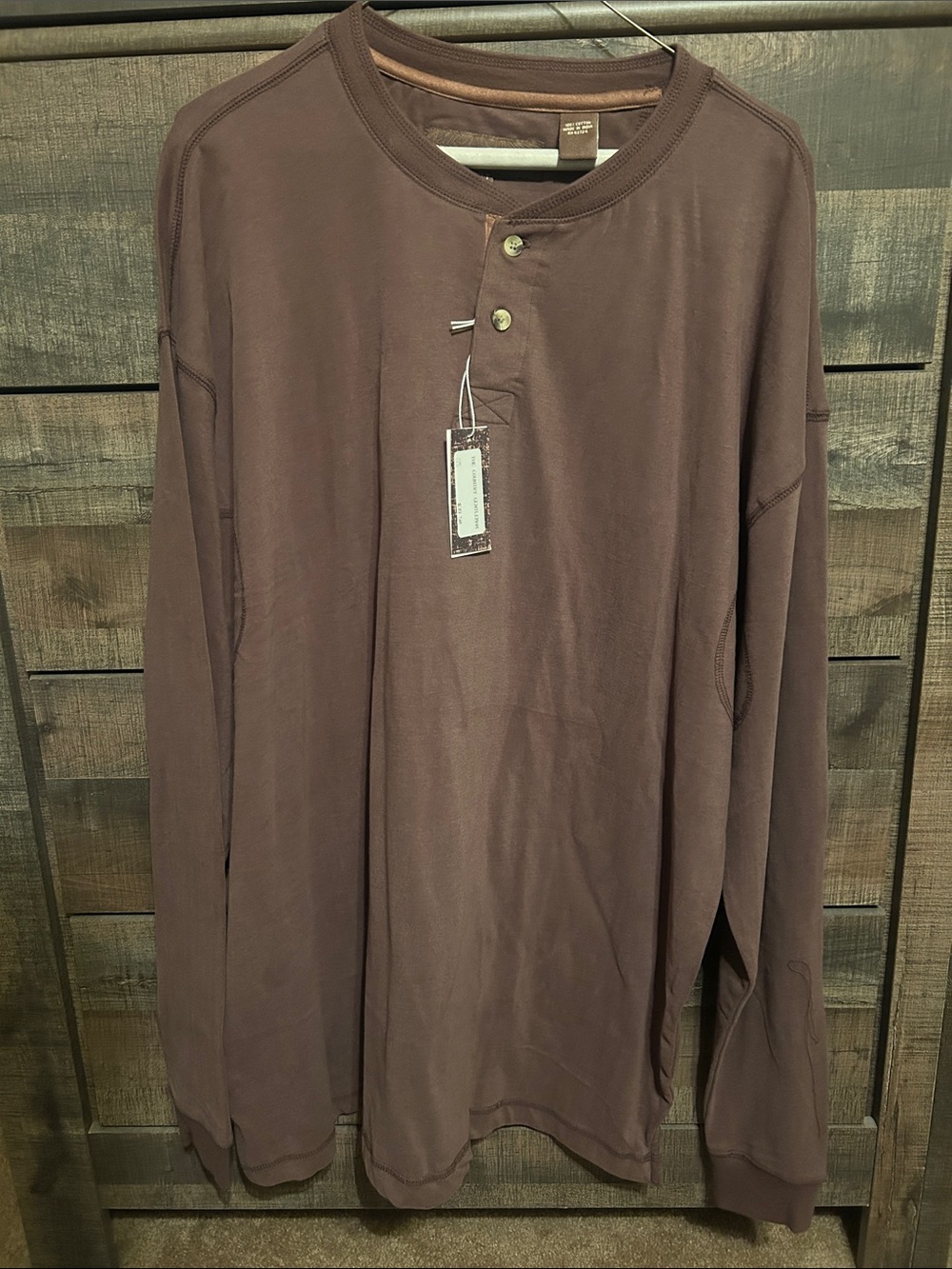 Men's Long-Sleeve Henley Shirt in Chocolate Brown